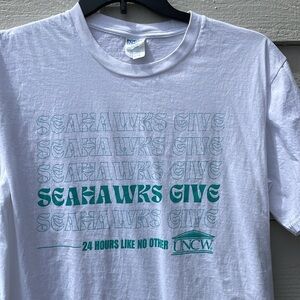 Port & Company White Tee with Teal Graphic